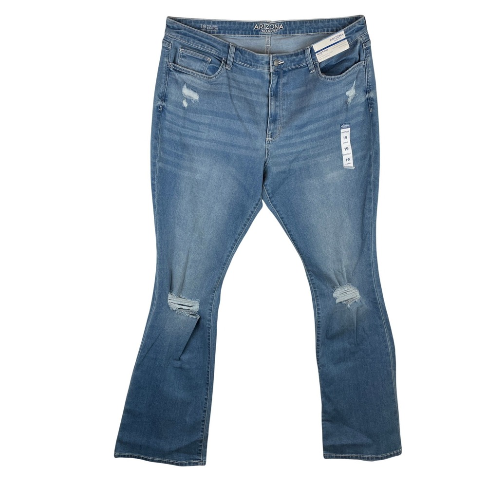 Arizona Jean Co Mid-Rise Bootcut Jeans Medium Cloud Distressed 19 Long 37W x 33L
